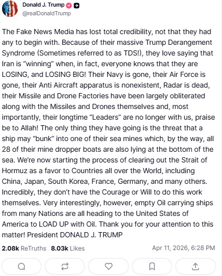 Donald Trump posted on Truth Social on Saturday.