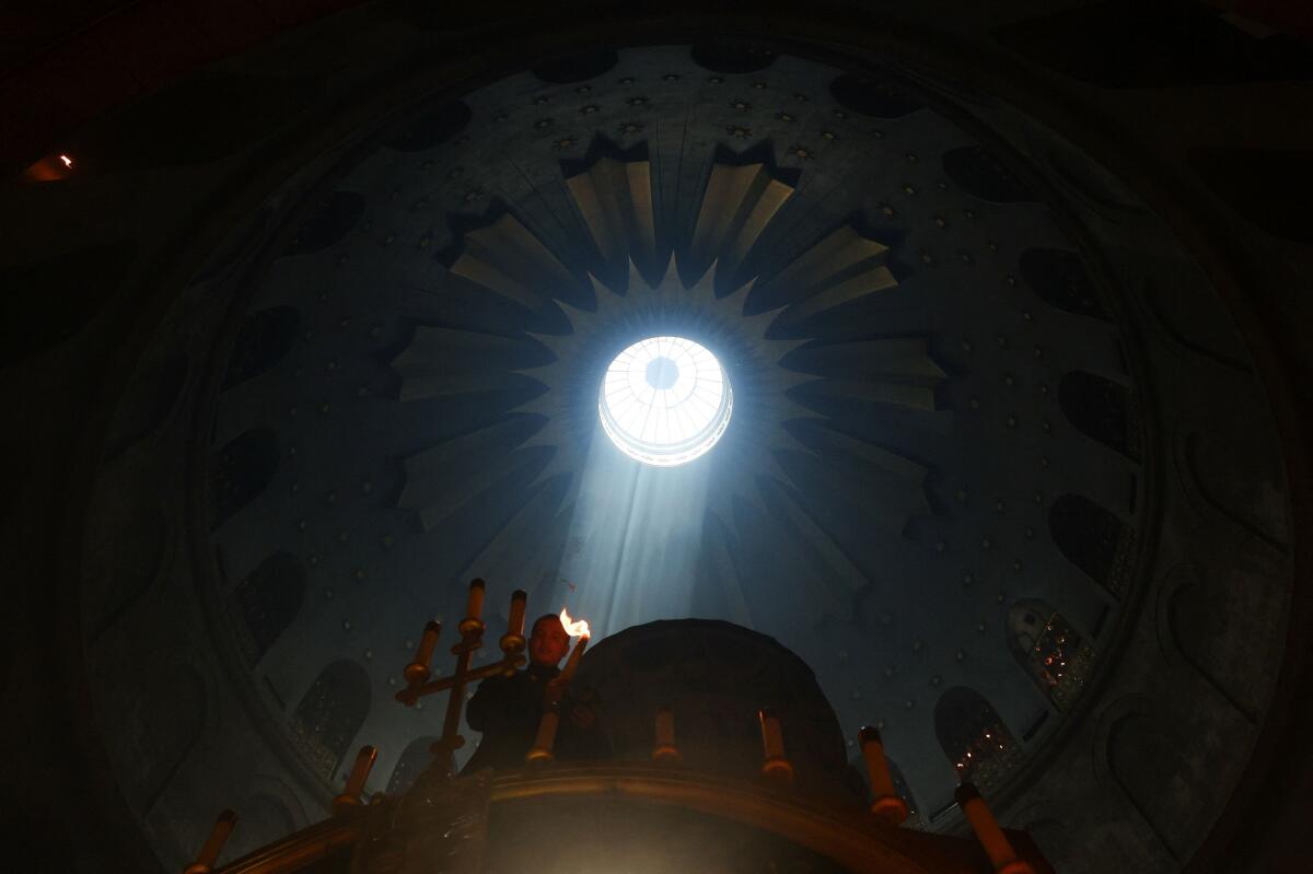 Holy Fire ceremony at the Church of the Holy Sepulchre, in Jerusalem's Old City