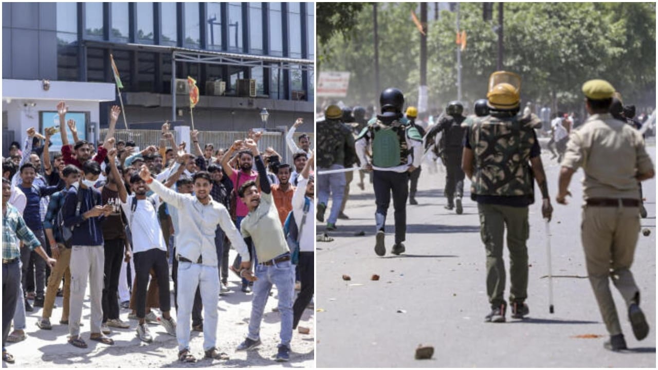 50 arrested as salary hike protest in Noida turns violent; vehicles torched, cops attacked