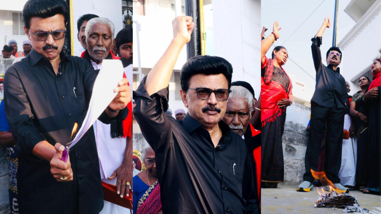 CM Stalin burns copy of delimitation bill, terms it 'black law'