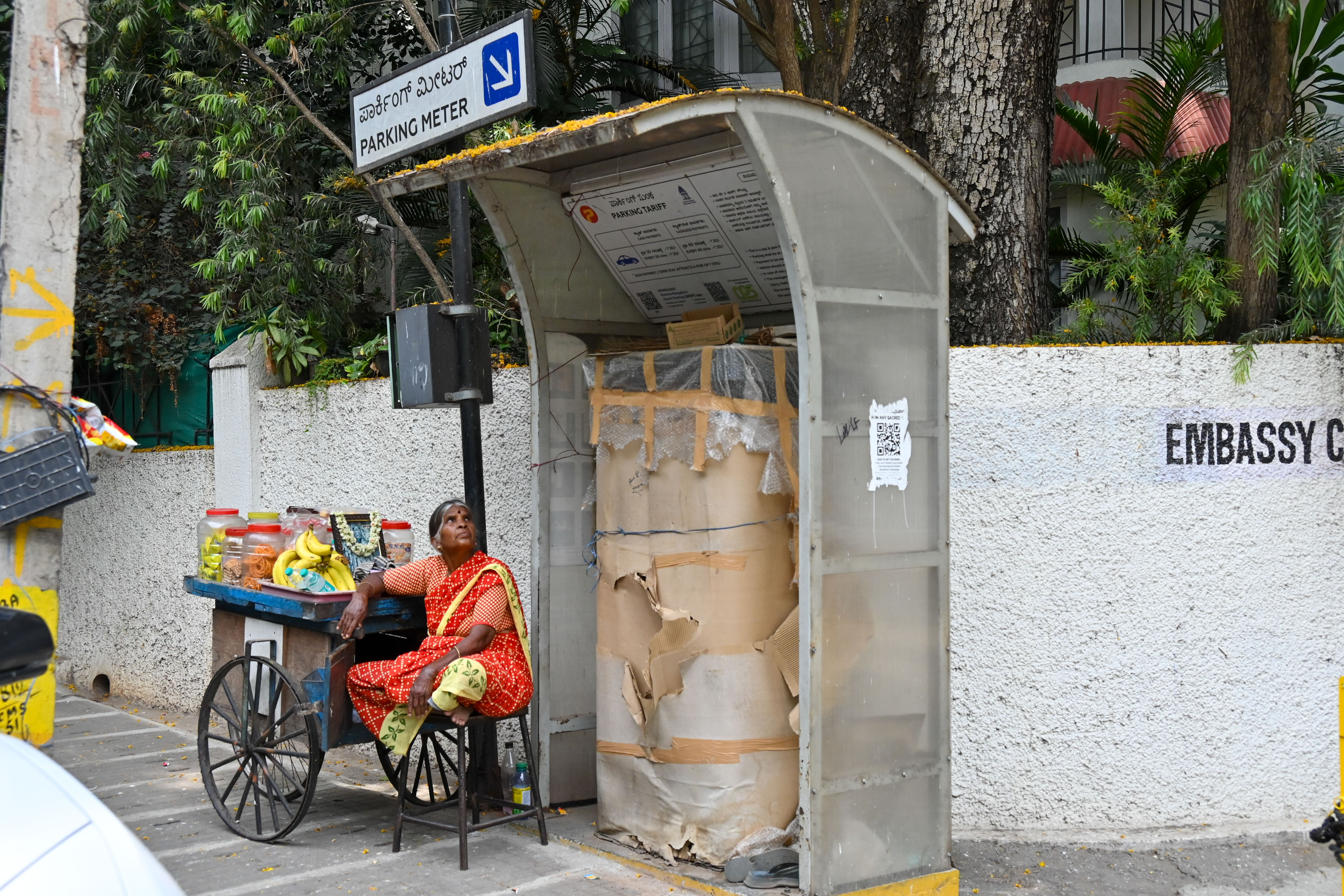 Defunct pay parking system seen at Vittal Mallya Road Bengaluru.