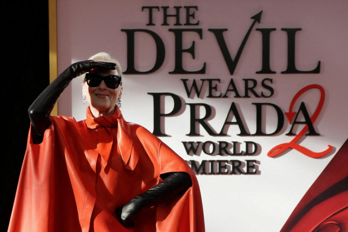 Meryl Streep attends the red carpet for the premiere of The Devil Wears Prada 2 in New York City, US.