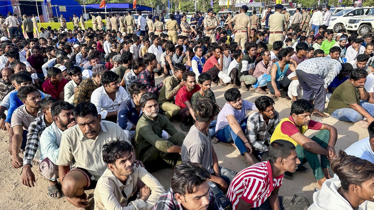 Police detain over 400 suspected immigrants in the wake of Pahalgam terror attack, in Ahmedabad, Saturday, April 26, 2025.