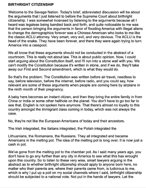 Pge 1 of the letter reposted by Trump