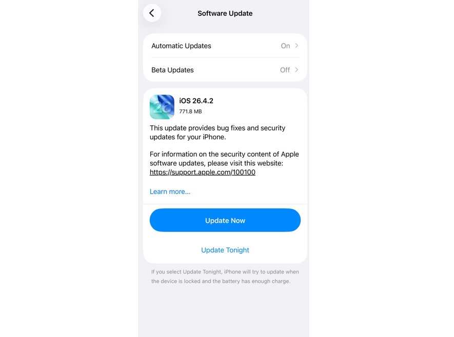 Apple iOS 26.4.2.