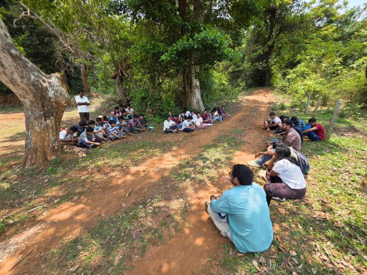 Children on a field visit during the camp.