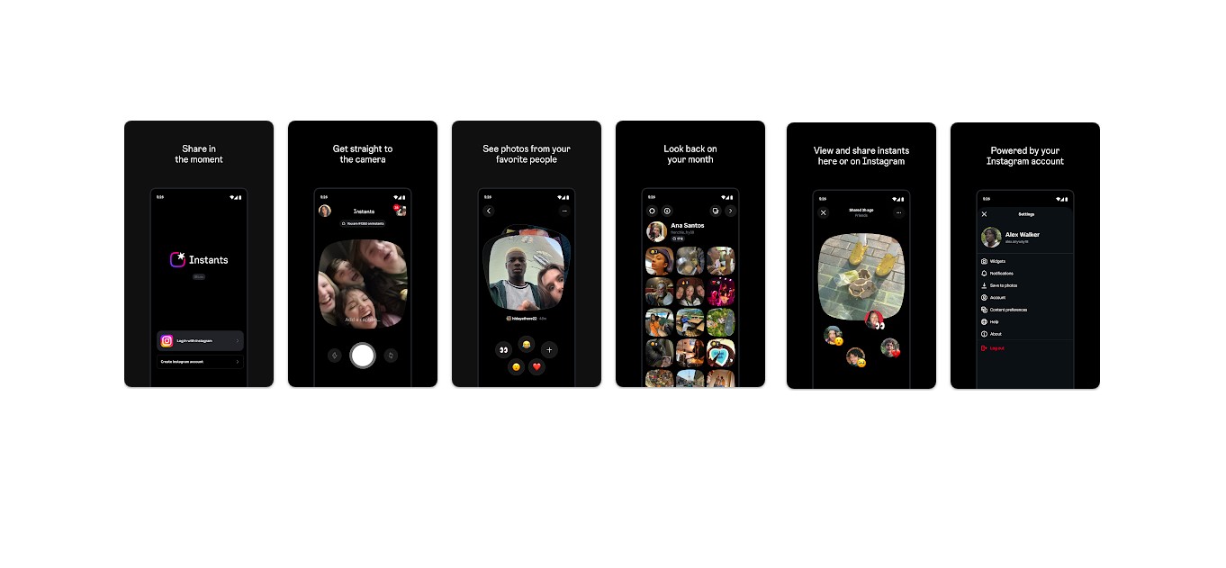 Instants app's UI.