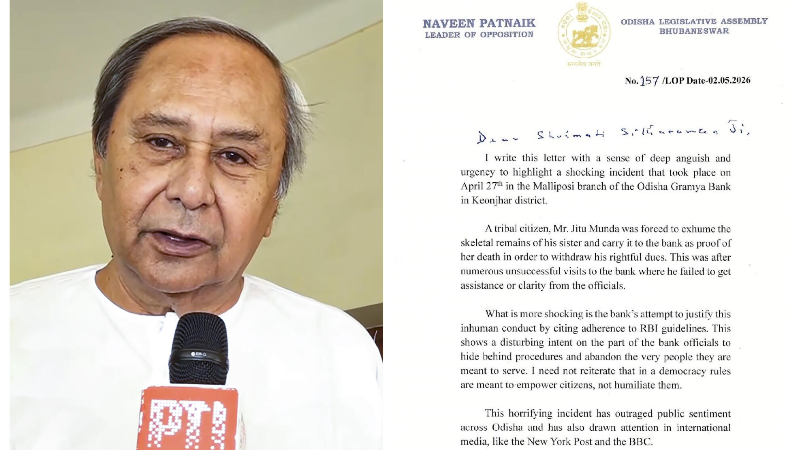 Odisha skeleton episode: Patnaik seeks 'humane banking administration', draws Sitharaman's attention