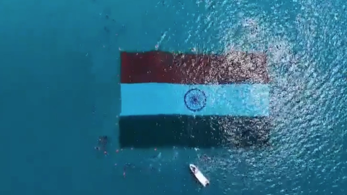 Andaman sets Guinness World Record by unfurling largest underwater national flag