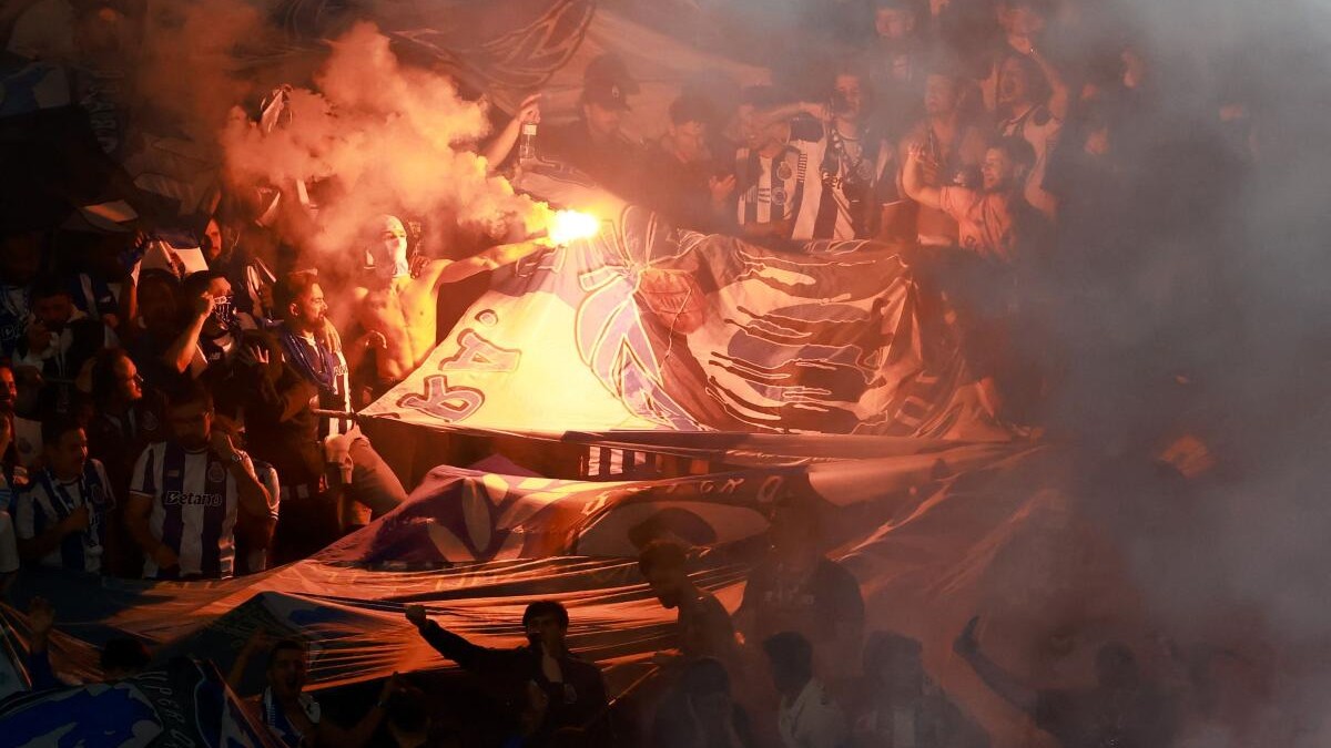 Primeira Liga - FC Porto v Alverca - Estadio do Dragao, Porto, Portugal - May 2, 2026 FC Porto fans with flares and flags in the stands.