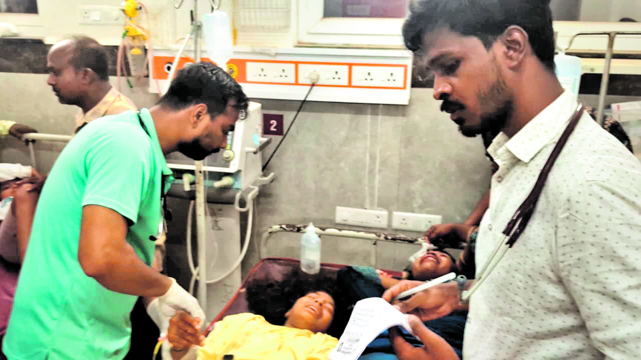 The injured being treated at a hospital.