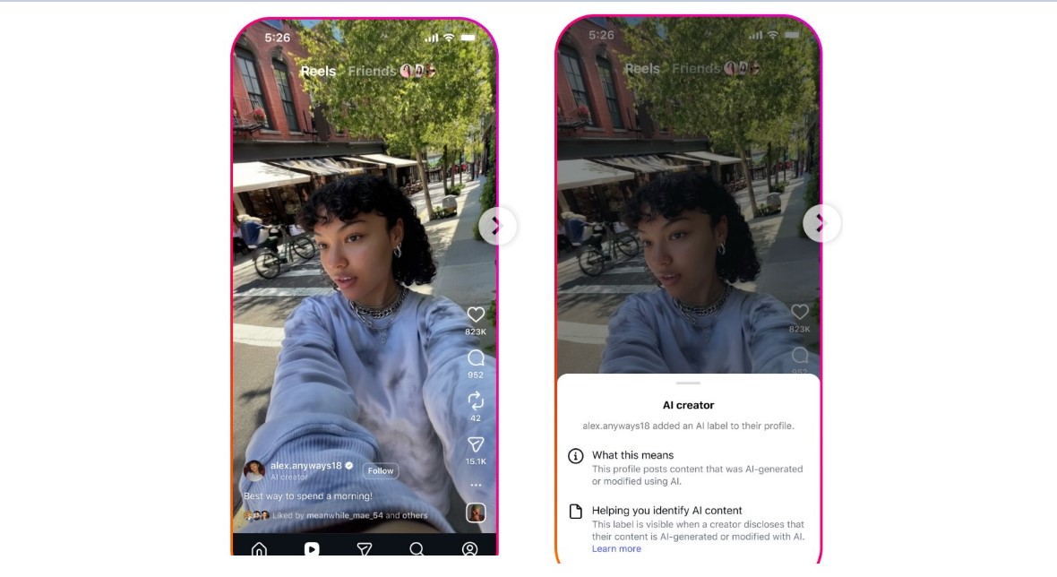 Instagram 'AI Creator' label.