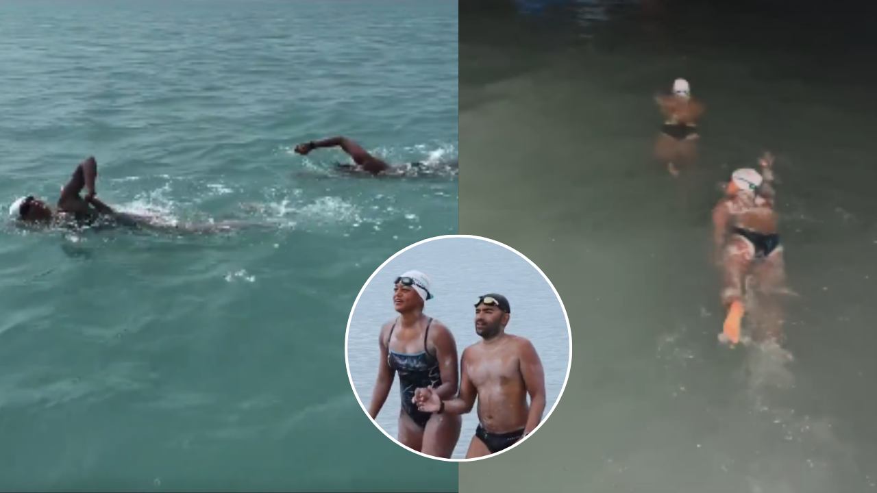 '32 km in less than 11 hrs': Bengaluru couple swims from Sri Lanka to India via Ram Setu route; watch video