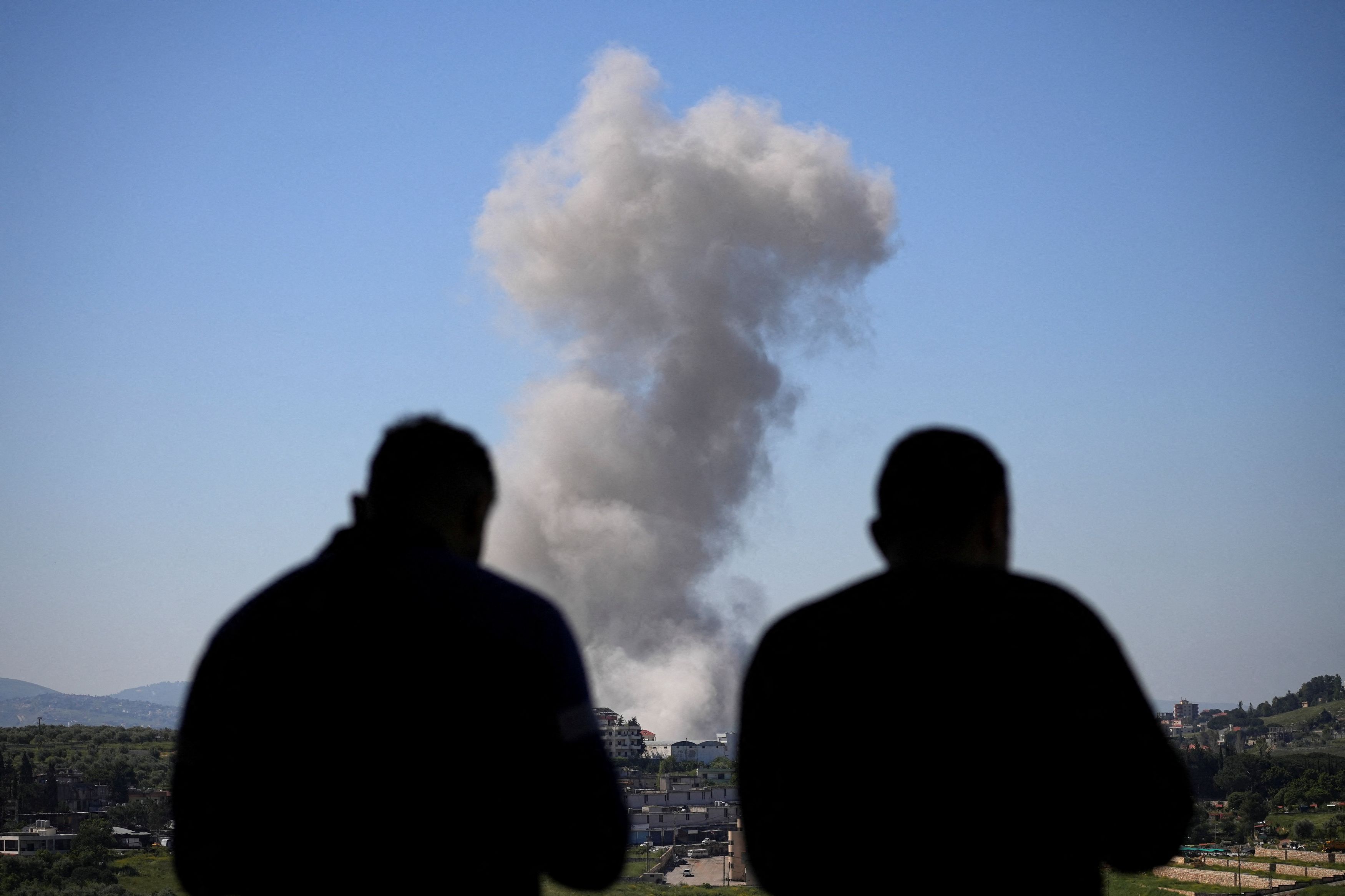 Smoke rises following an Israeli strike in Nabatieh