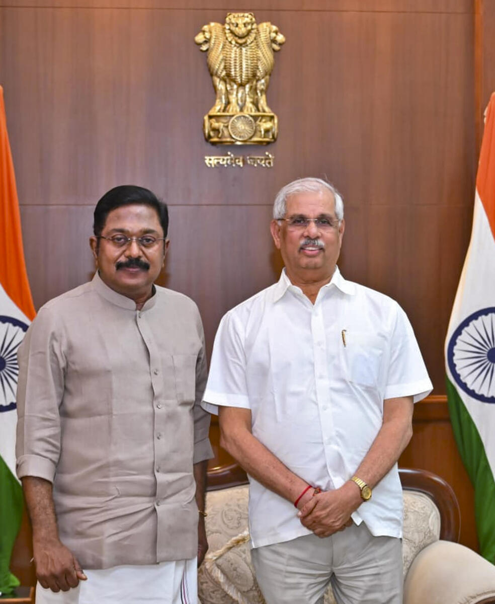 Tamil Nadu Governor Rajendra Vishwanath Arlekar meets AMMK chief T T V Dhinakaran in connection with Vijay-led TVK forming the new government.