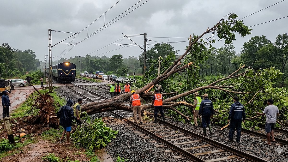 Karnataka: Train movement in Khanapur taluk affected as uprooted tree falls on track