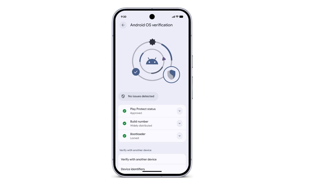 Android OS verification notifies a user that their device is running an official Android build.