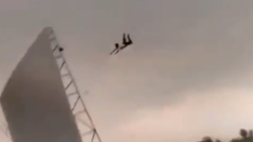 Watch | Nature's fury: Man swept high into the air with tin shed during storm in Uttar Pradesh