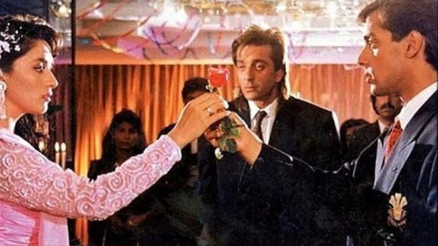 Madhuri Dixit, Sanjay Dutt and Salman Khan in Saajan.