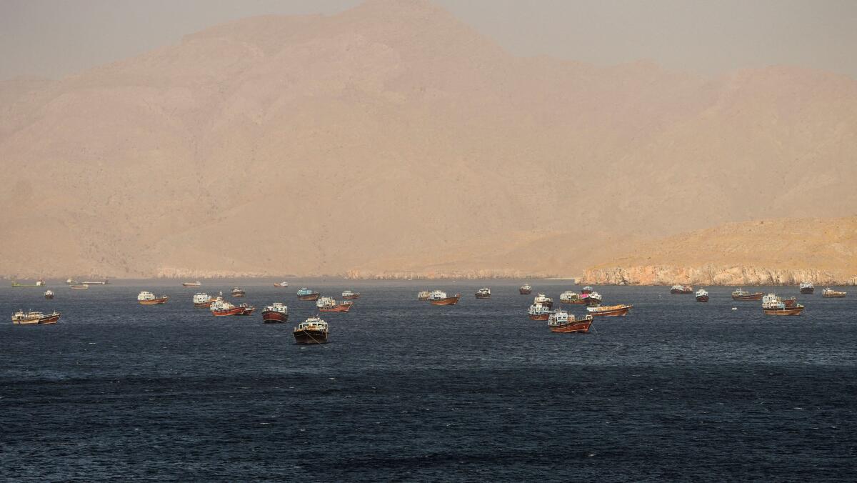 Vessels in the Strait of Hormuz, Musandam, Oman.
