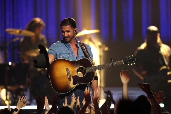 Riley Green performs during the 61st Academy of Country Music Awards in Las Vegas, Nevada, US.