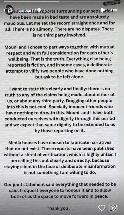 Screenshot of Suraj Nambiar's Instagram Story