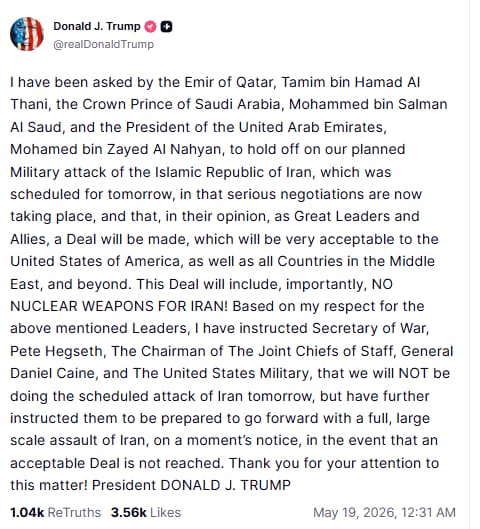 Donald Trump posted on Truth Social.