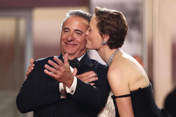 Director Andy Garcia and cast member Vicky Krieps pose on the red carpet during arrivals for the screening of the film "Diamond" Out of competition at the 79th Cannes Film Festival in Cannes