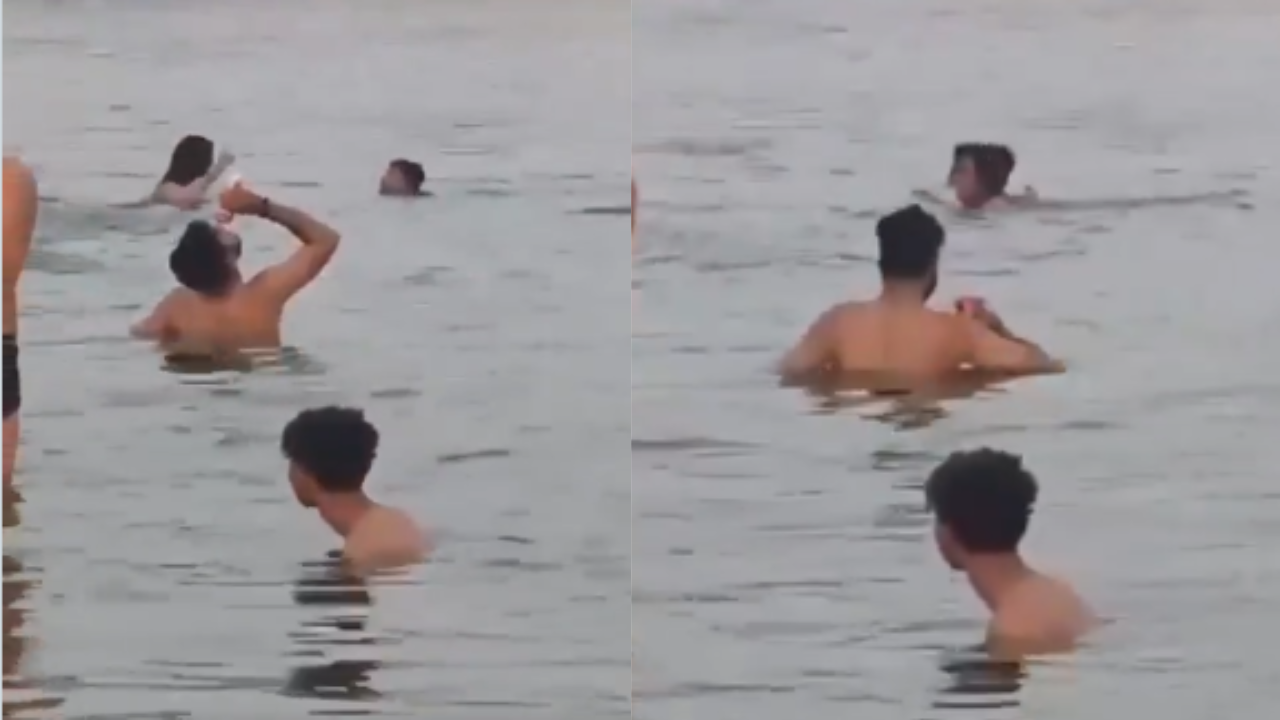 Youth booked after video of drinking beer while taking bath in Ganga goes viral