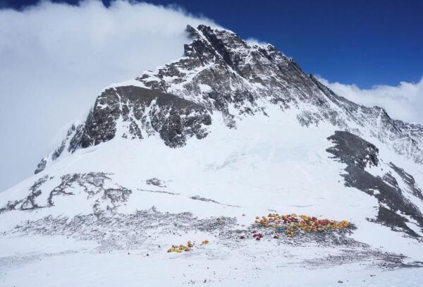 Mount Lhotse seen from Camp 4 of Everest in the Solukhumbu district, also known as the Everest region, Nepal.