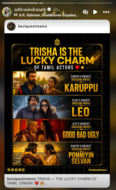 Screenshot of Aditi Ravindranath's Instagram Story