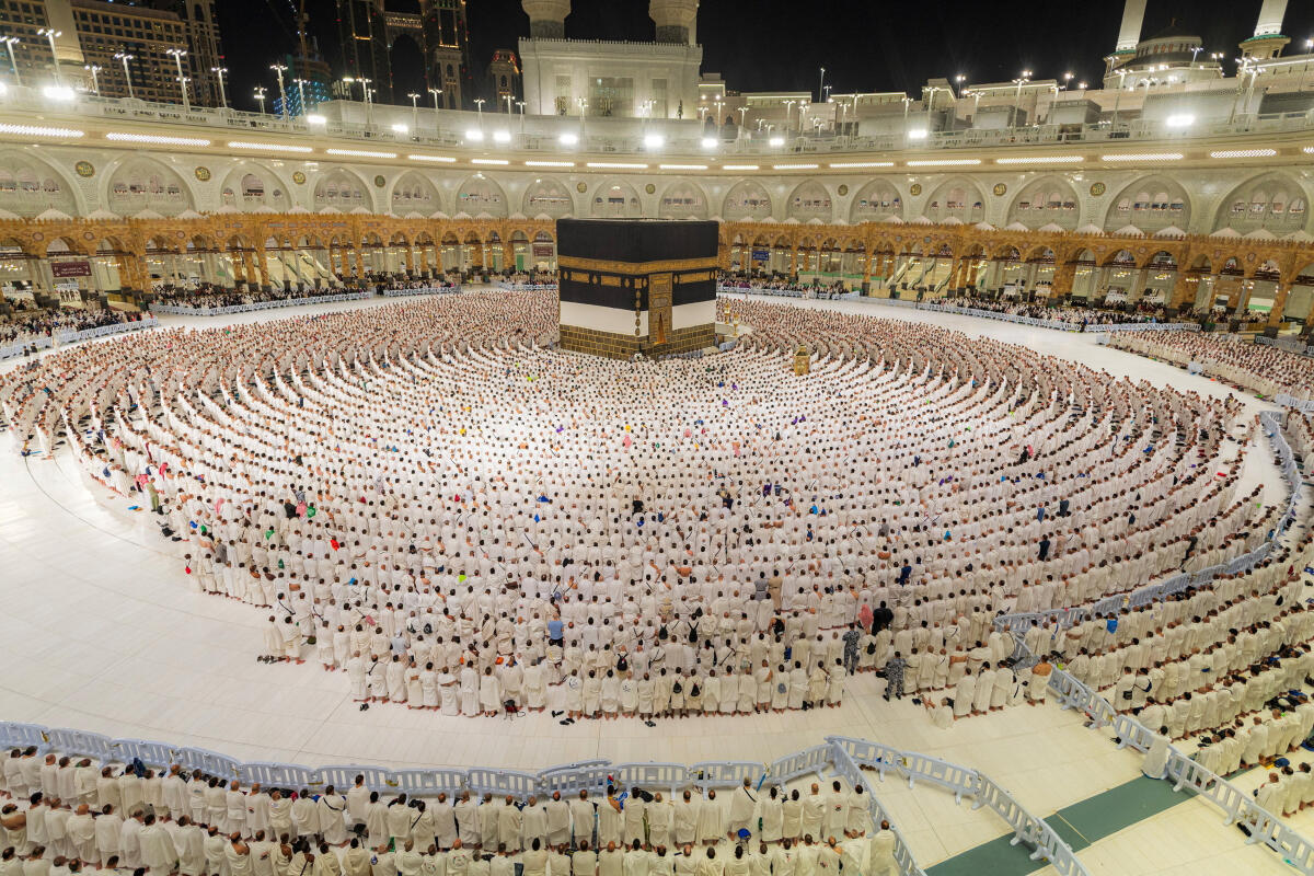 Muslim pilgrims perform their morning prayers during the annual hajj pilgrimage in the Grand Mosque, in the holy city of Mecca, Saudi Arabia.