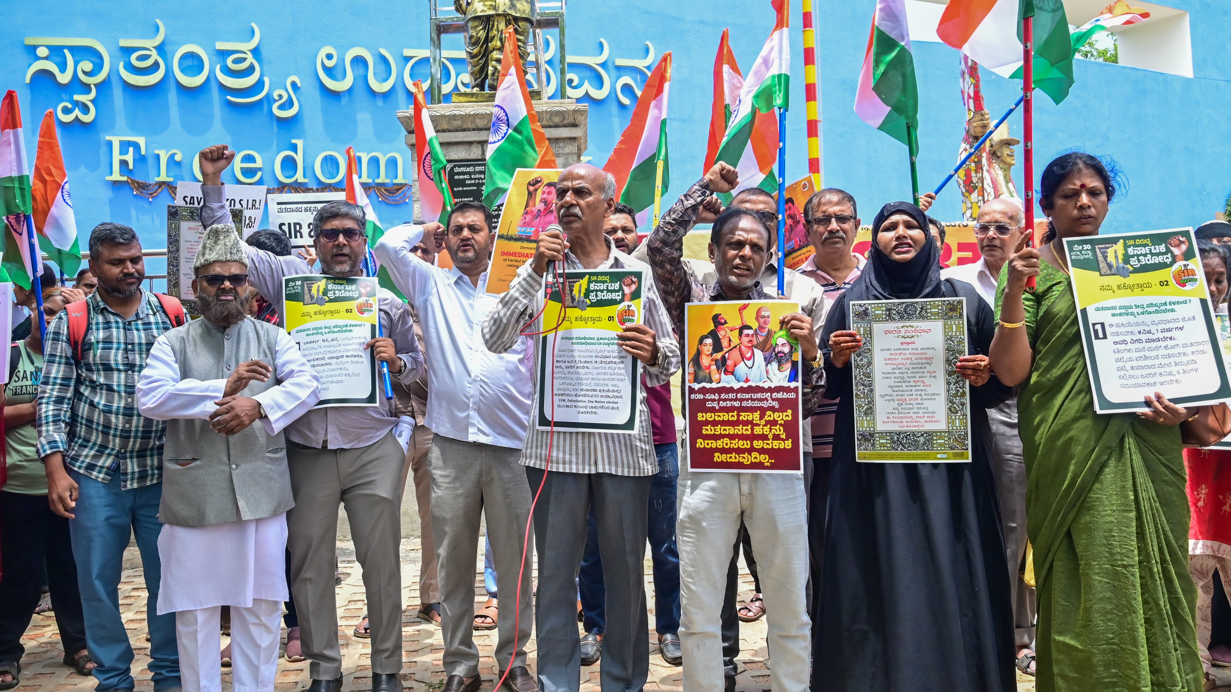 Civil society groups protest at Bengaluru's Freedom Park against SIR, demand 6 months for voters to submit papers