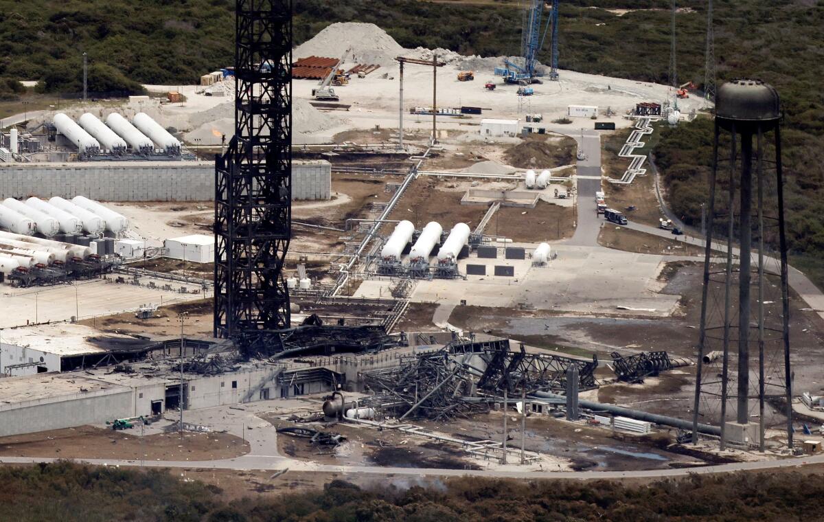 Damage at the site of a launchpad.