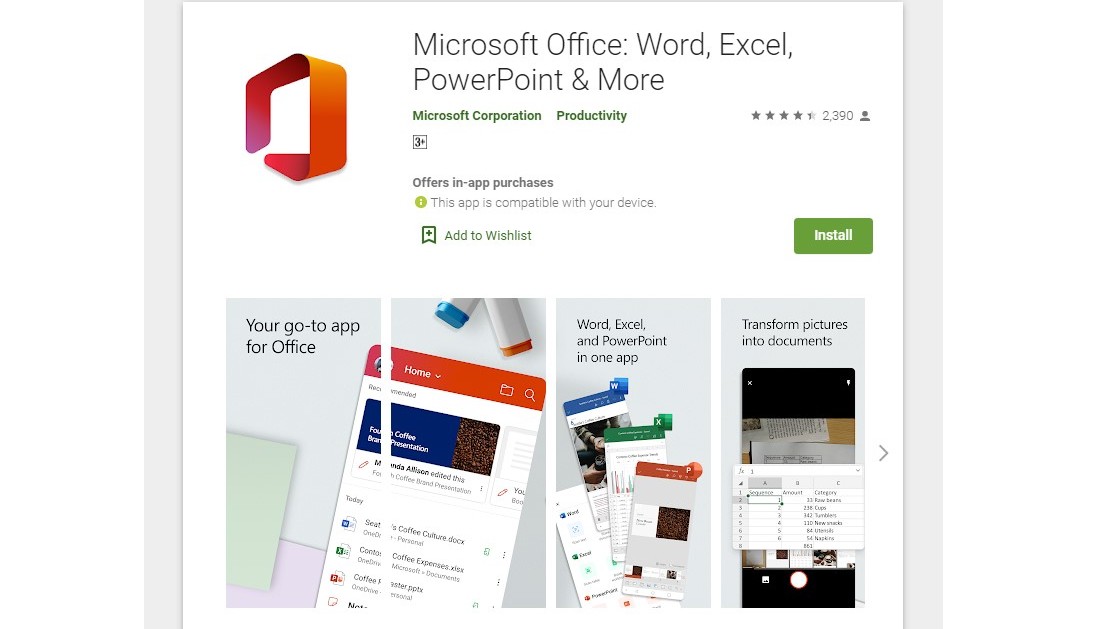 Microsoft Office app now available on Google Play for Android phones