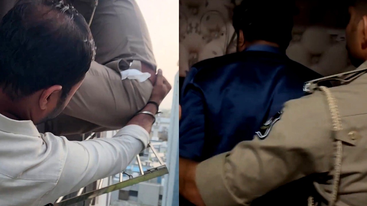 Cop risks life to save man attempting suicide in Surat; netizens laud bravery