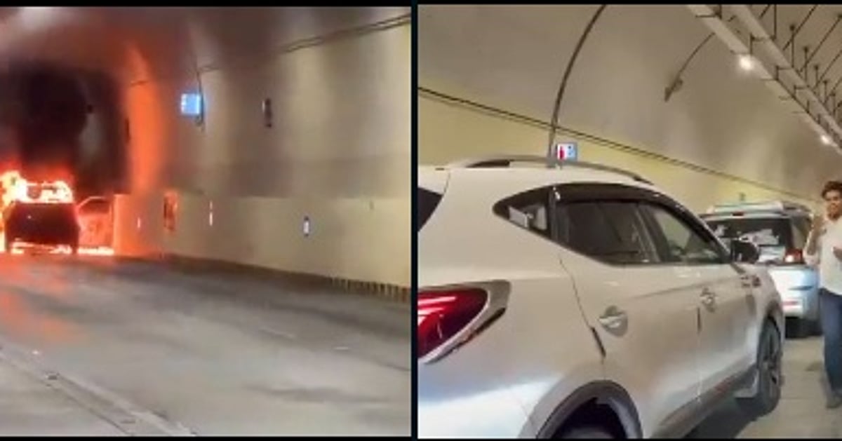 Blazing car creates panic among people in Mumbai's coastal road tunnel