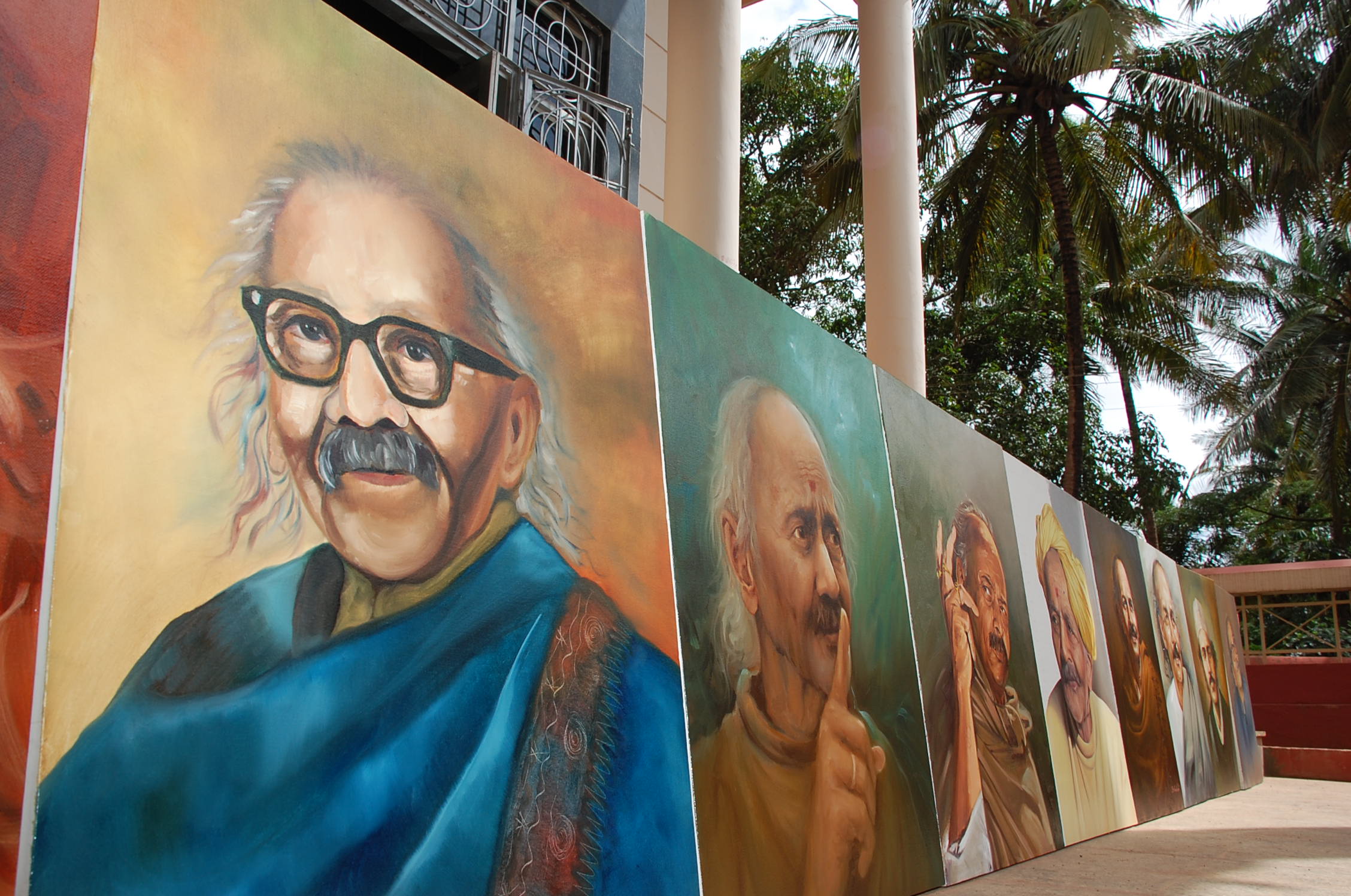 Paintings of Da Ra Bendre at bendre Bhavan in Dharwad. Artistes from all parts of the State had taken part in the three-day camp held when slain scholar M M Kalburgi was the chairman of Dr D R Bendre National Memorial Trust.