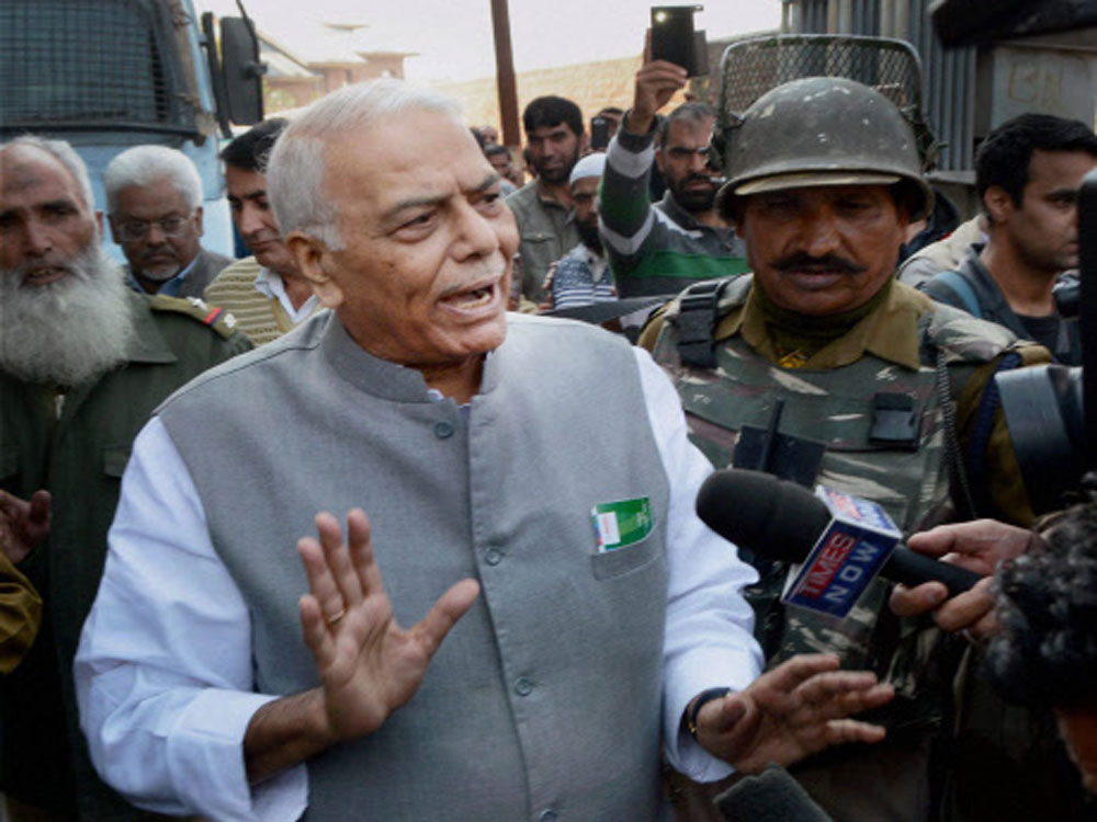 PTI File photo of Senior politician Yashwant Sinha in Kashmir.