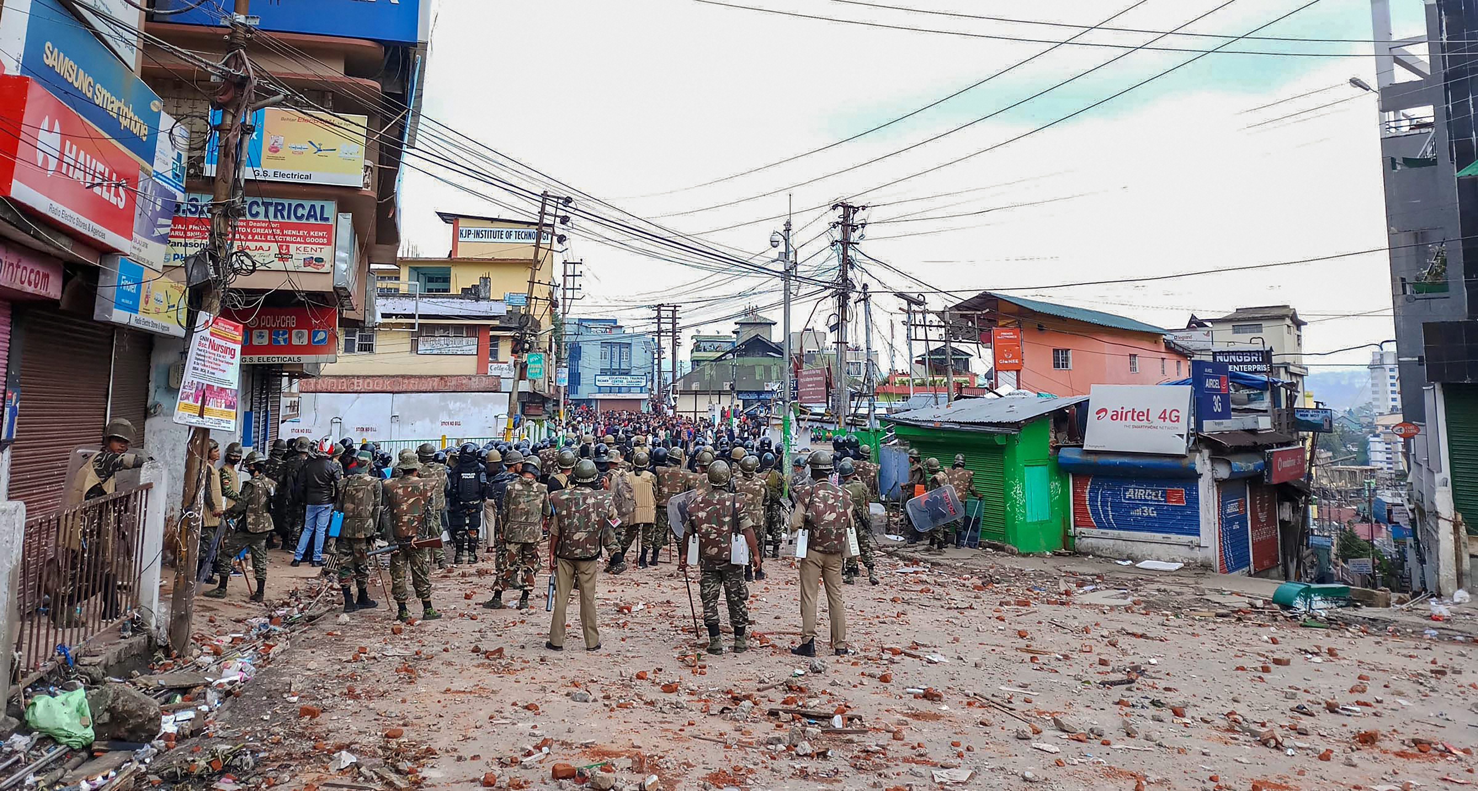Army holds flag march in restive Shillong