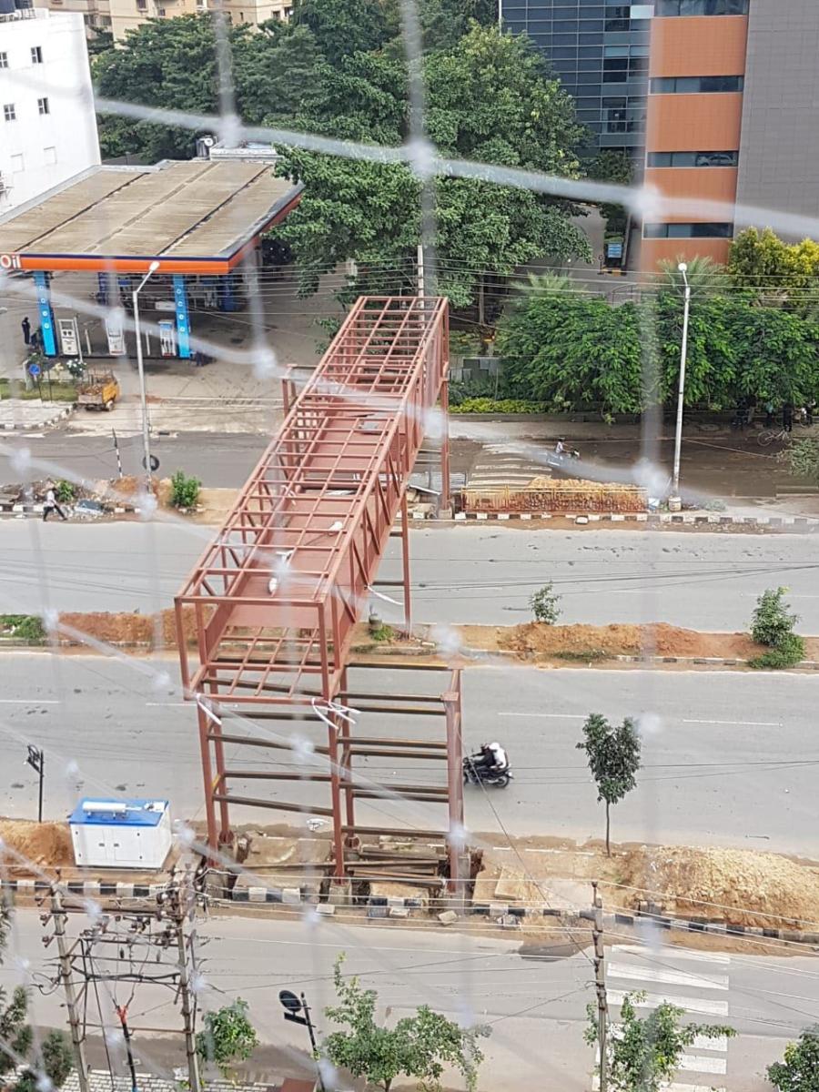 Residents fume over Bellandur skywalk snail's pace work