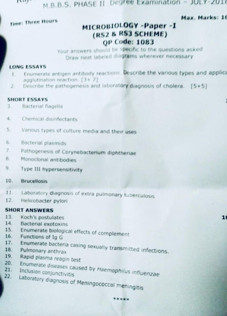 MBBS II year question paper 'leaked'