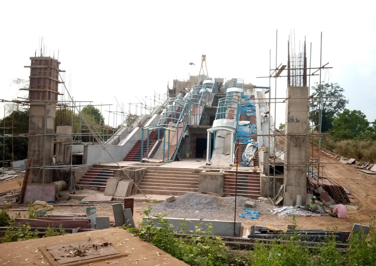 Preparations on to instal statue of Adi Shankaracharya