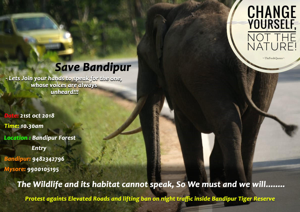 Protest against elevated roads in Bandipur today