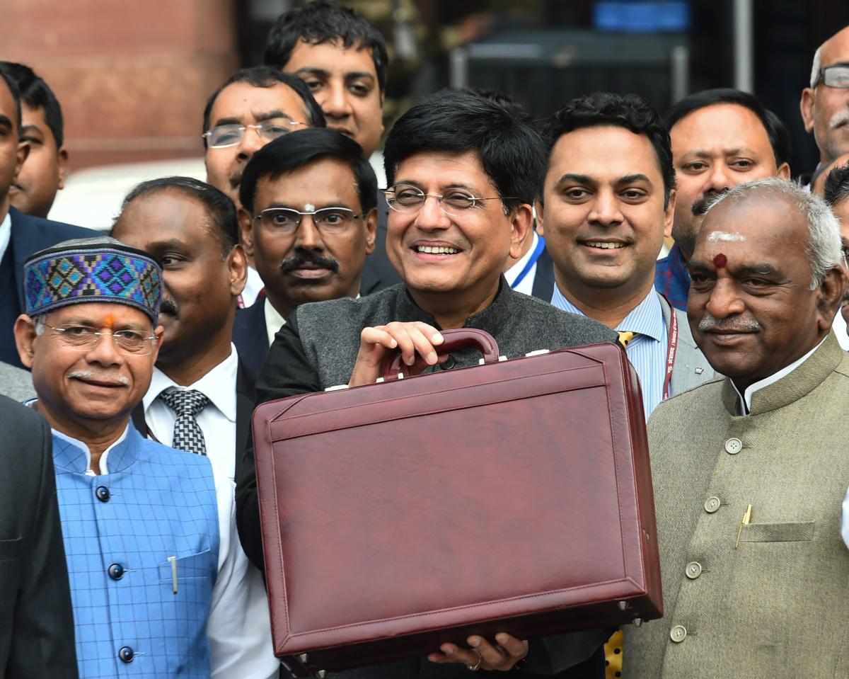 Finance Minister Piyush Goyal with MoS Finance ministers Shiv Pratap Shukla and P Radhakrishnan leaves the North Block to present the interim Budget 2019-20 at Parliament, in New Delhi, Friday, Feb 1, 2019. (Photo by PTI Photo)