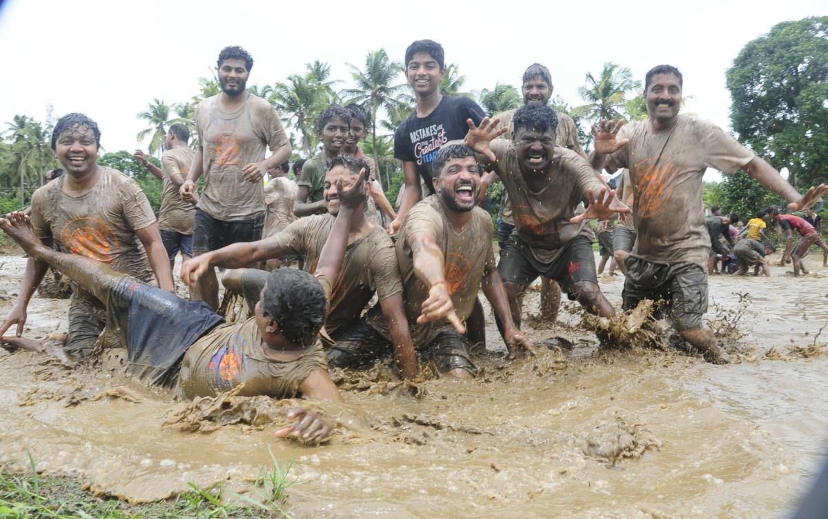 Fun and frolic in a field of slush
