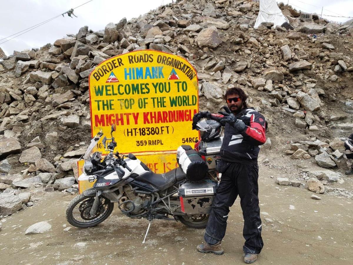 Biker from Kodagu travels to Khardung La