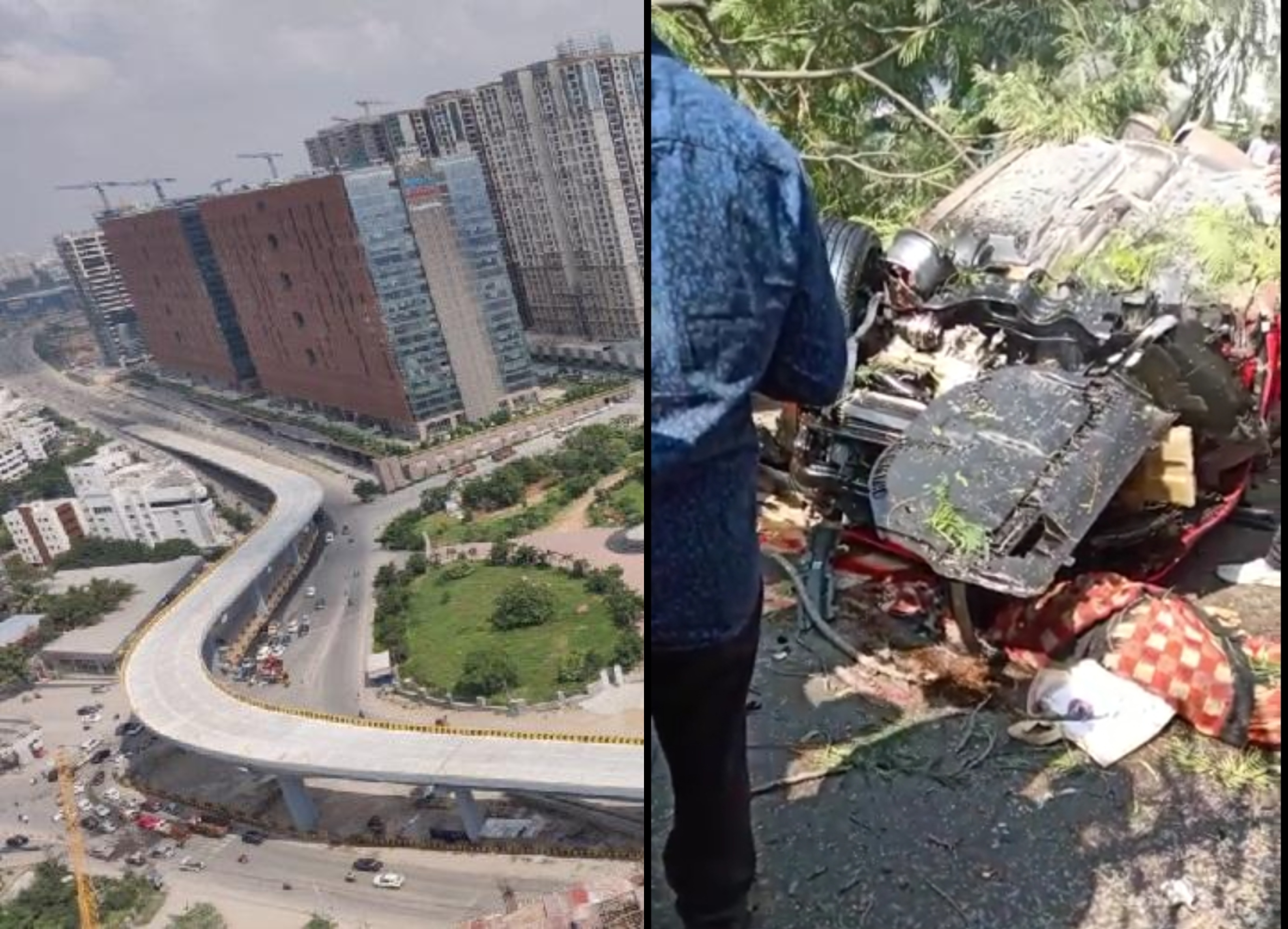 Car flies off flyover in Hyderabad, kills one