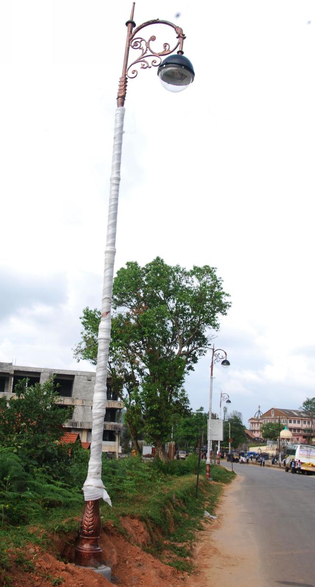 Decorative lamp posts on road leading to Raja Seat