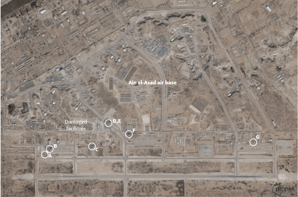 Satellite photos show damage to US base in Iraq